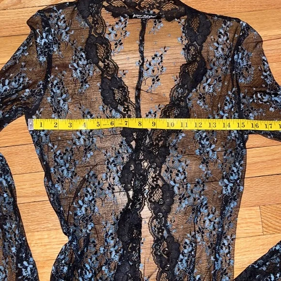 Rare Vintage Betsey Johnson lace coat 10 (fits like a 6) worn  1x black & blue - Picture 6 of 9